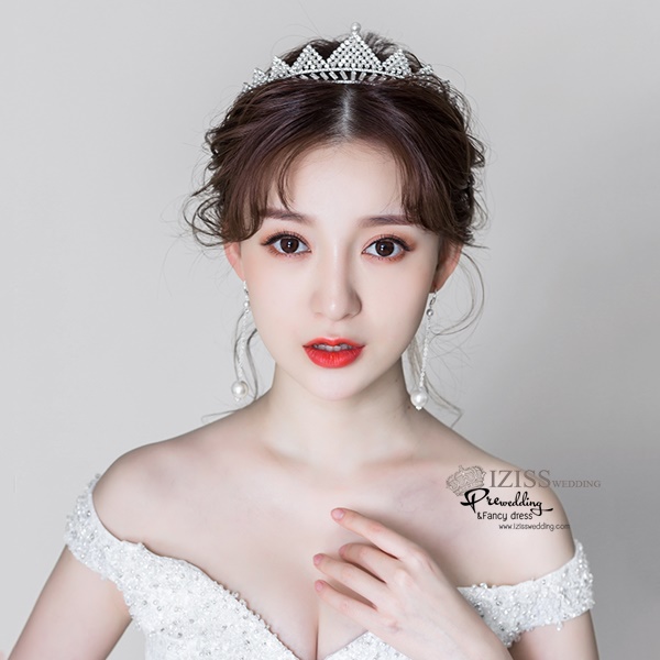 AC008 **พรีออเดอร์**ชุดเทียร่า มงกุฎเพชรพร้อมต่างหู ชุดเครื่องประดับเจ้าสาวสวยหรูดุจเจ้าหญิง