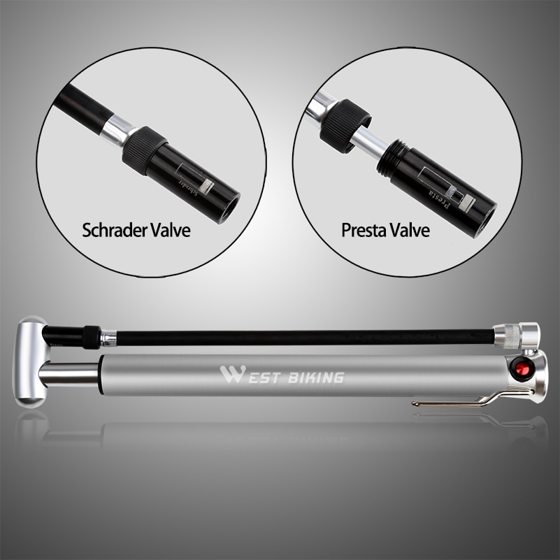 สูบจักรยานพกพา WEST BIKING สูบง่าย พกพสะดวก อัดได้ถึง 160PSI รองรับจุ๊บเล็ก จุ๊บใหญ่