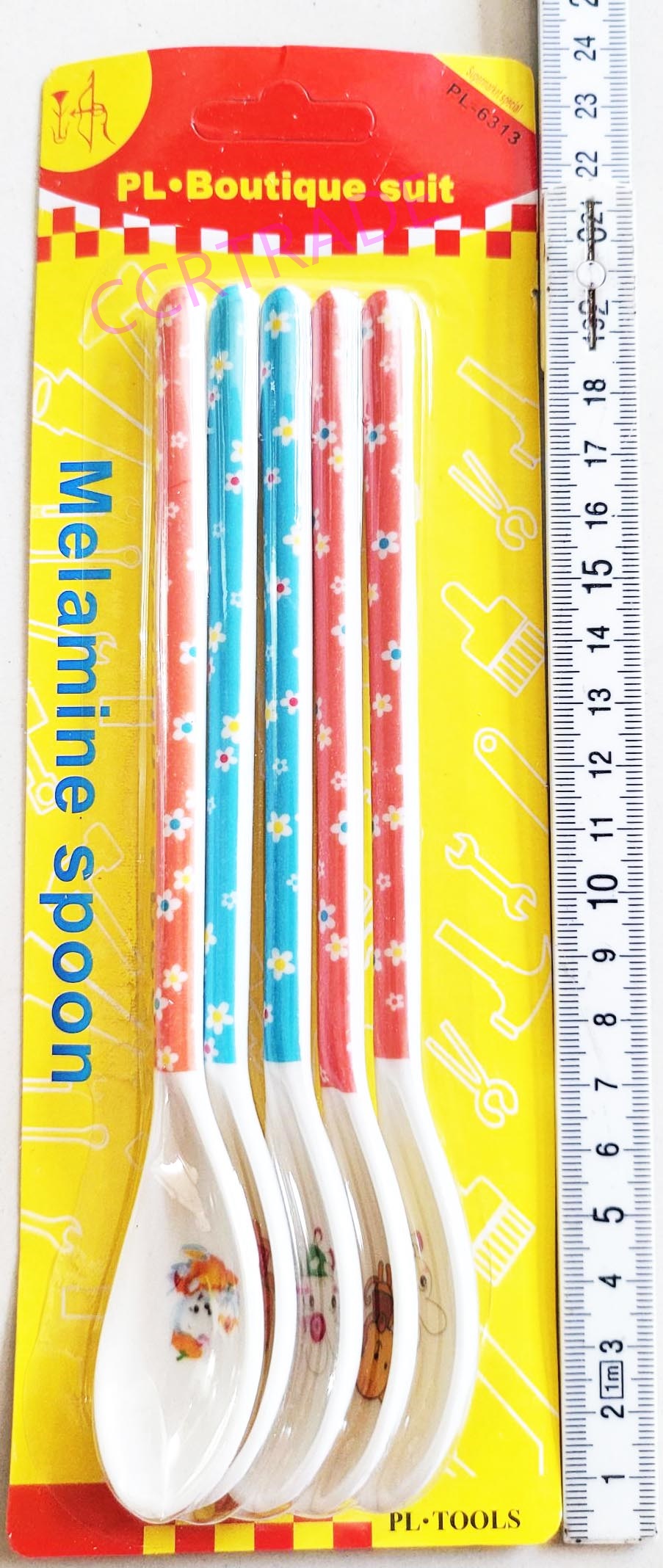 ช้อนเมลามีนด้ามยาว 5 ชิ้นแผงใหญ่ 24 ซม.