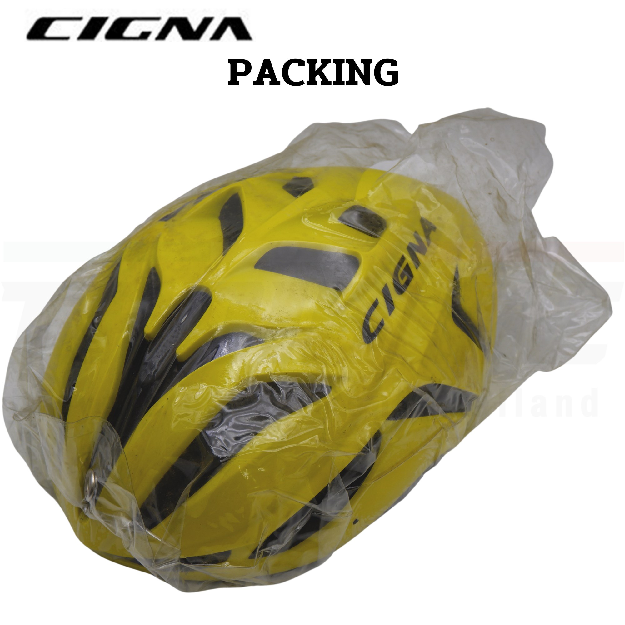 มีตำหนิ สีไม่สวย หมวกกันน็อคจักรยานแบบมีแว่น CIGNA แว่นสีดำ