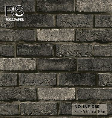 วอลเปเปอร์ลายอิฐดำเงาขาว INF-D60