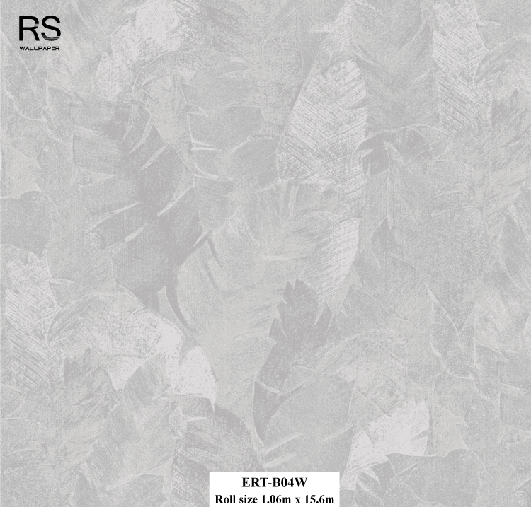 วอลเปเปอร์ ลายใบไม้สีเทาเงิน ERT-B04W