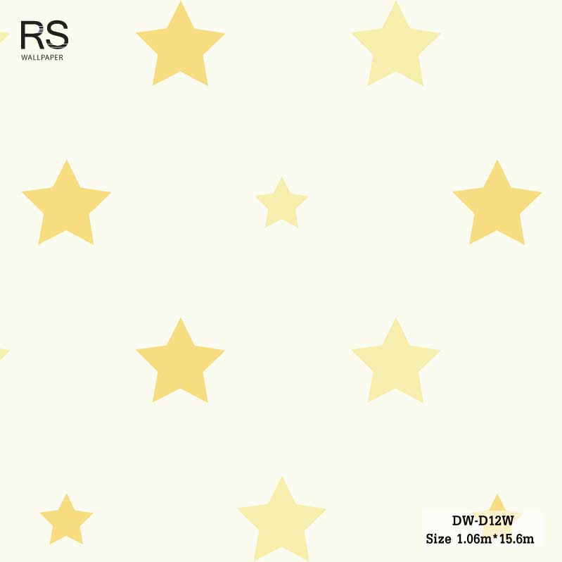 วอลเปเปอร์ ลายดาวสีเหลือง พื้นสีครีม DW-D12W