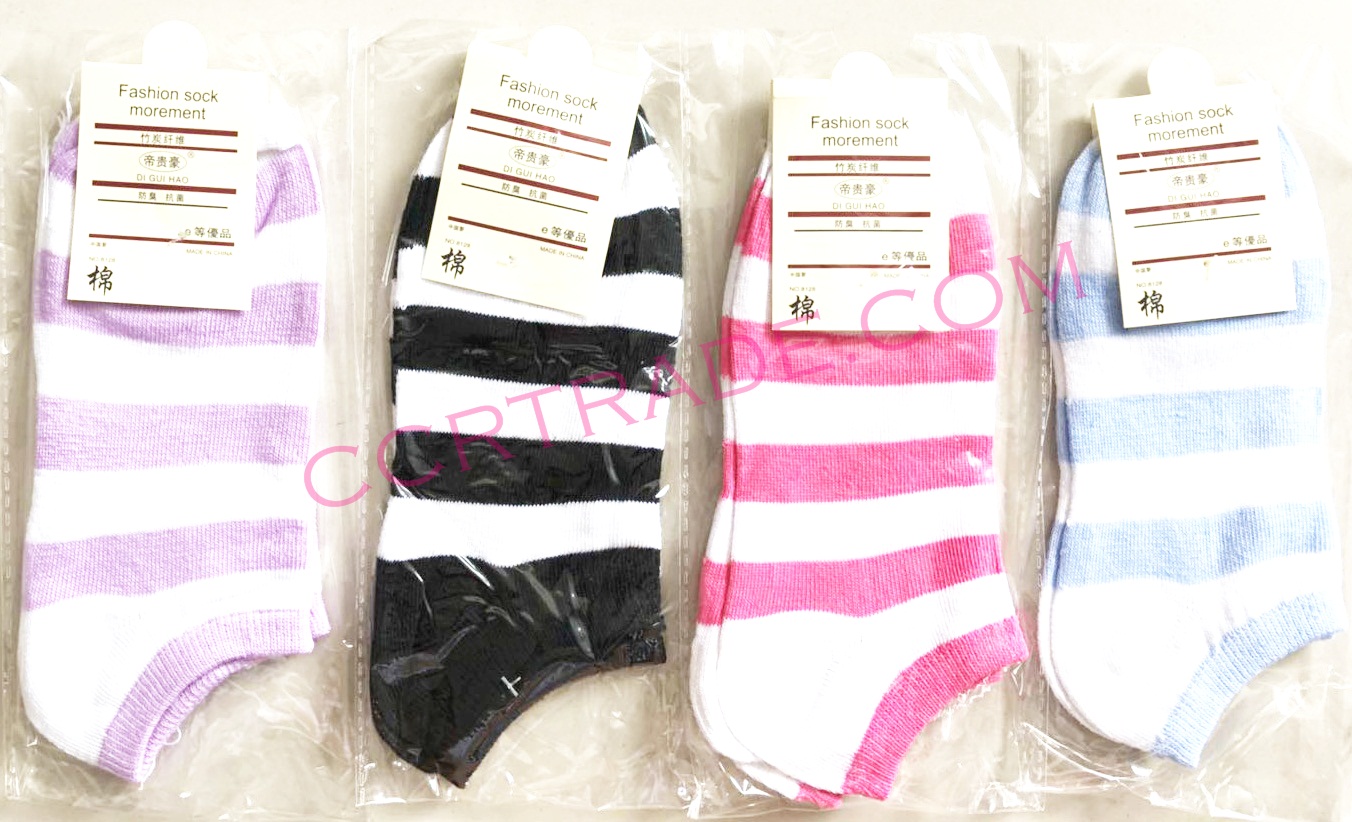 ถุงเท้าตาตุ่มแพ็ค ลายขวาง Free size