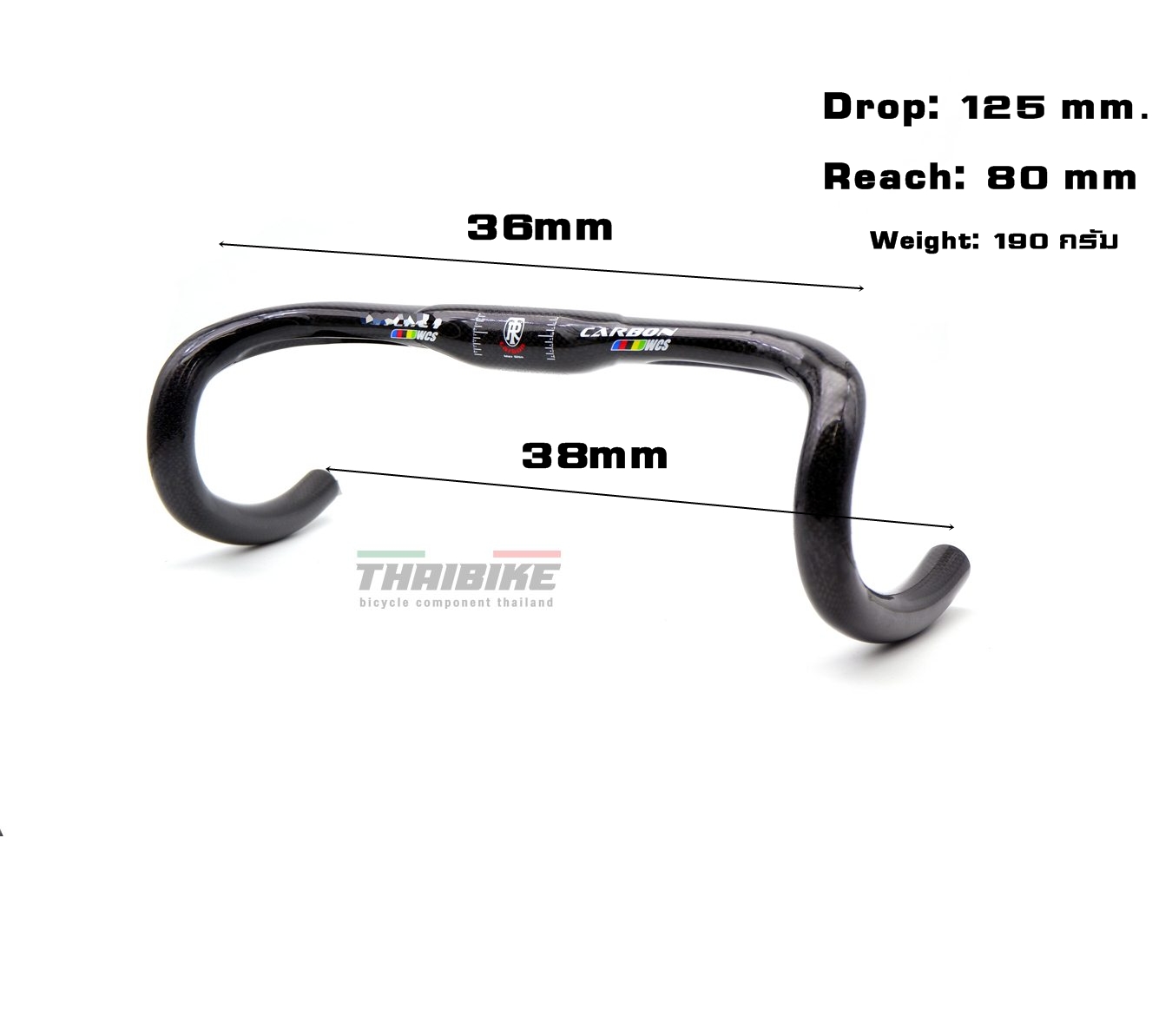 แฮนด์จักรยานเสือหมอบแบบคาร์บอน CARBON WCS ขนาด 38มม.