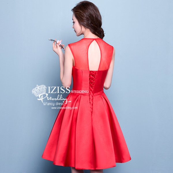 PW542-**พรีออเดอร์มีสีแดงกับสีแดงไวน์ค่ะ** ชุดกี่เพ้าสั้นสีแดงประดับลายดอกซากุระ ชุดยกน้ำชา ชุดคู่ถ่ายพรีเวดดิ้ง (prewedding dress) & ชุดแต่งงานแฟนซี (Fancy wedding dress)ชายหญิง "ธีมสีแดง"