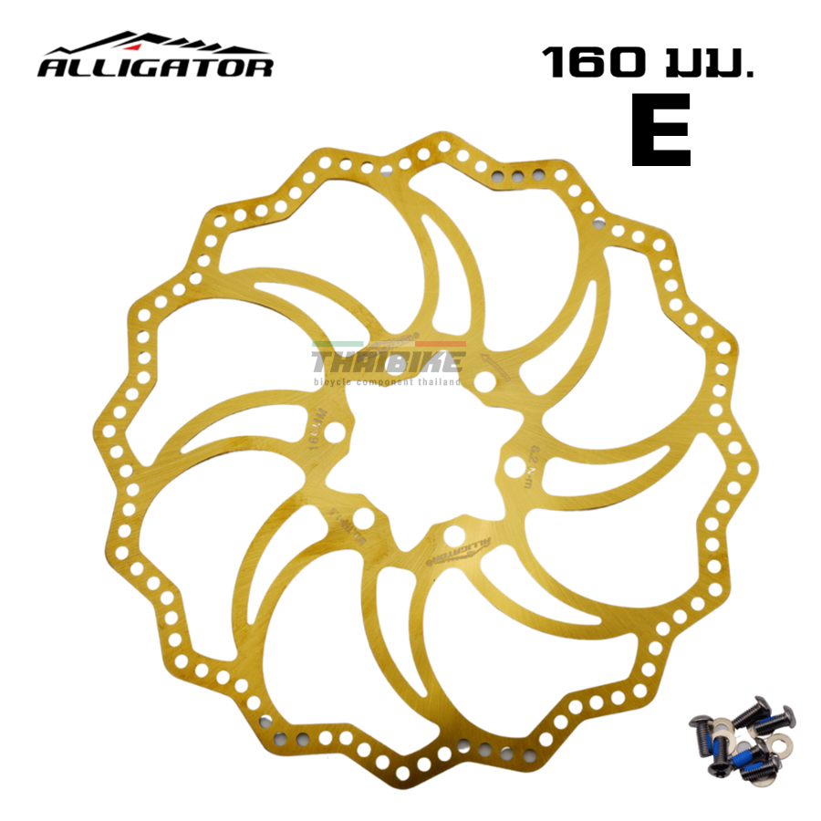 ใบดิสเบรคจักรยานสองชั้นเคลือบไทเทเนี่ยม ALLIGATOR ขนาด 160มม.