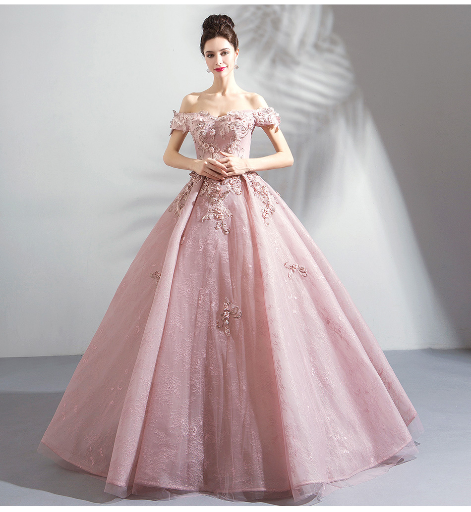 DL105 **พร้อมส่ง** ชุดออกงานสีชมพู ชุดราตรี เดรสยาวออกงาน (Night party dresses) ชุดไปงานแต่งงานสวยๆ "ธีมสีชมพู"