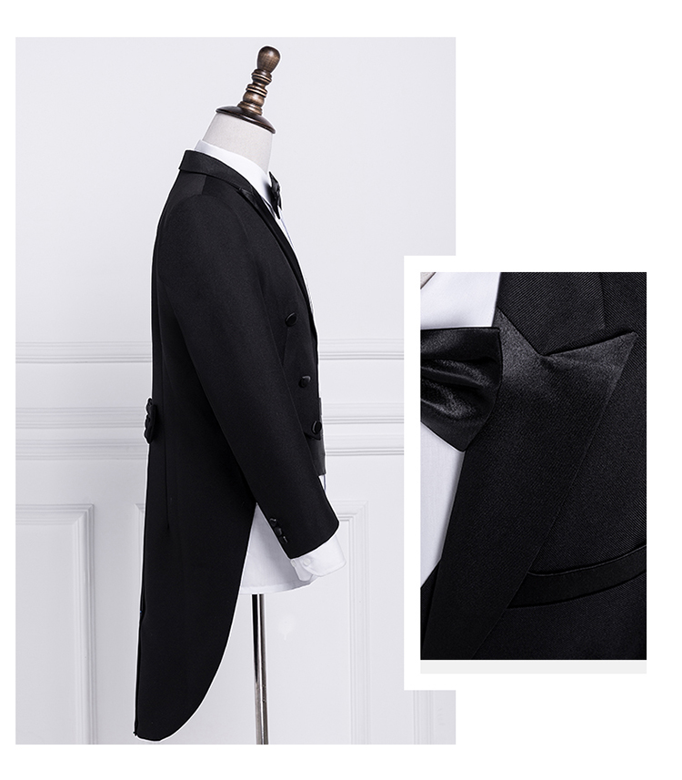 ST124- **พรีออเดอร์**สูททักสิโด้ผู้ชายสีขาว สูททักซิโด้สีดำ แขนยาว พร้อมแถบคาดเอว และกางเกง ชุดสูทเจ้าบ่าว สูทแฟนซี ถ่ายพรีเวดดิ้ง & ชุดแต่งงานแฟนซี (Fancy wedding dress) สูททักสิโด้ผู้ชายสีขาวและสีดำ