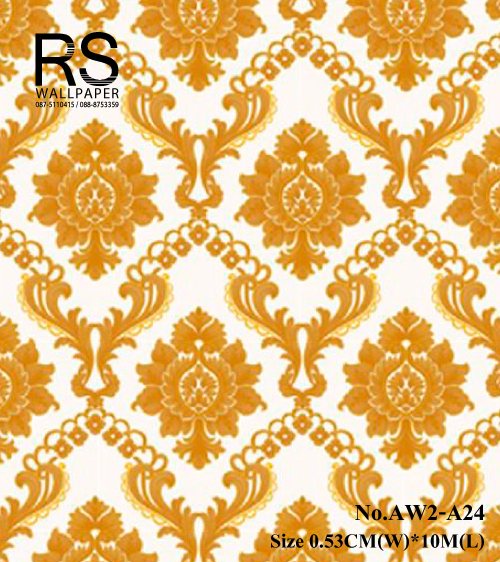 วอลเปเปอร์ ลายหลุยส์ คลาสสิค พื้นขาว ลายสีทอง มีกลิเตอร์ วิ้งๆ AW2-A24