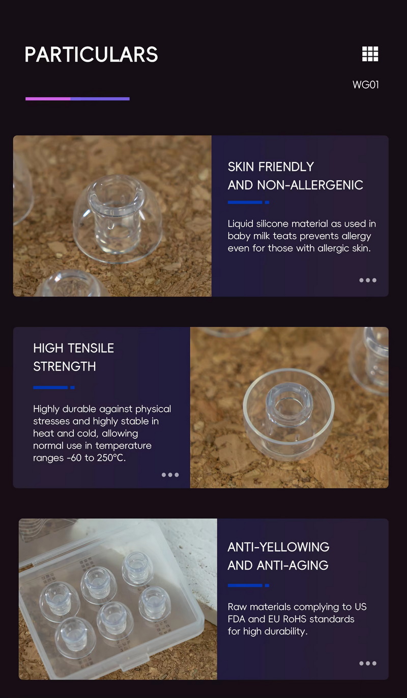 [PreOrder] HiBy WG01 จุกหูฟังซิลิโคนเหลว แยกเสียงได้ดี โปร่งใสสูง เป็นมิตรกับผิว จำนวน 3 คู่ S/M/L