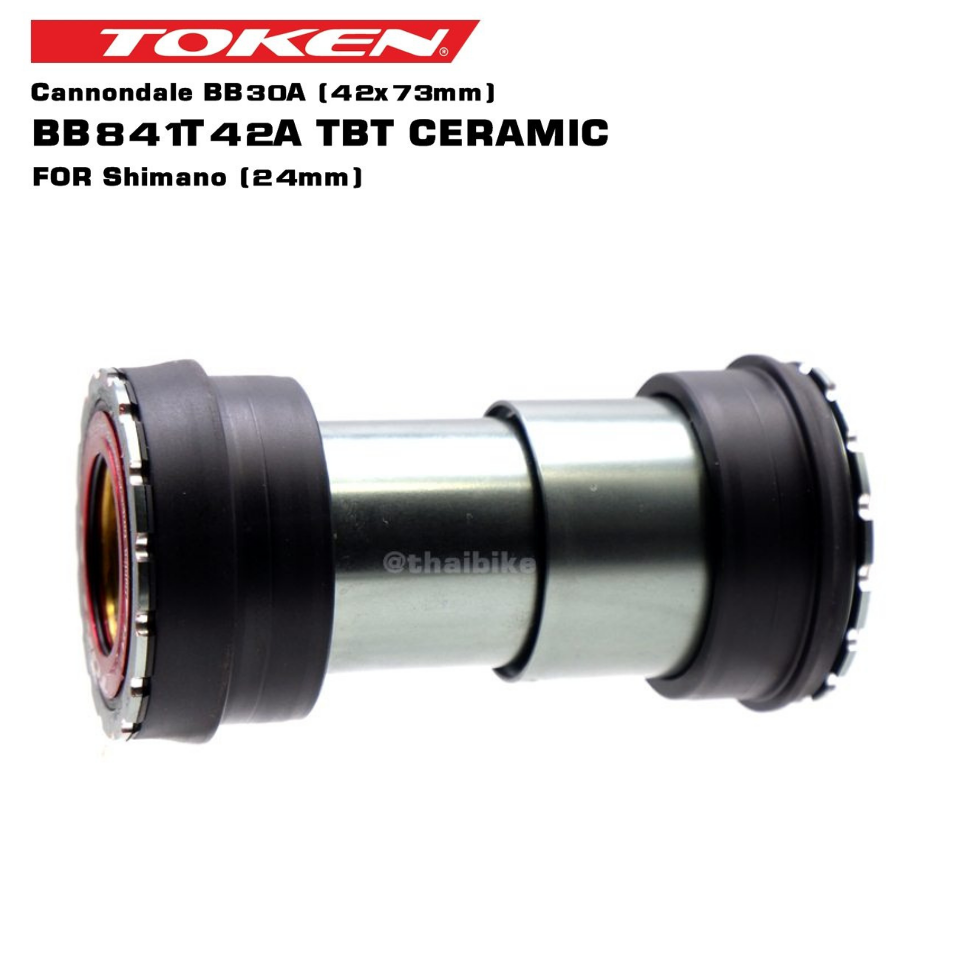 TOKENBB841T‑42A BottomBracket | สำหรับเฟรมCannondaleBB30AและขาจานShimano24มม. (บ่าซ้าย–ขวาหนาไม่เท่ากัน)