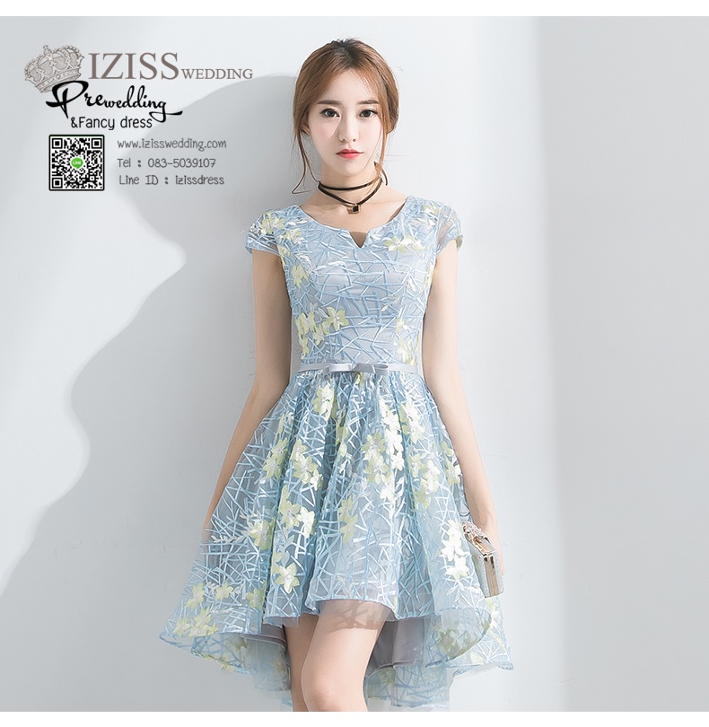 DS033 - **Pre order** ชุดราตรี เดรสสั้นออกงาน (short dresses) ชุดไปงานแต่งงานสวยๆ "ธีมสีฟ้า"