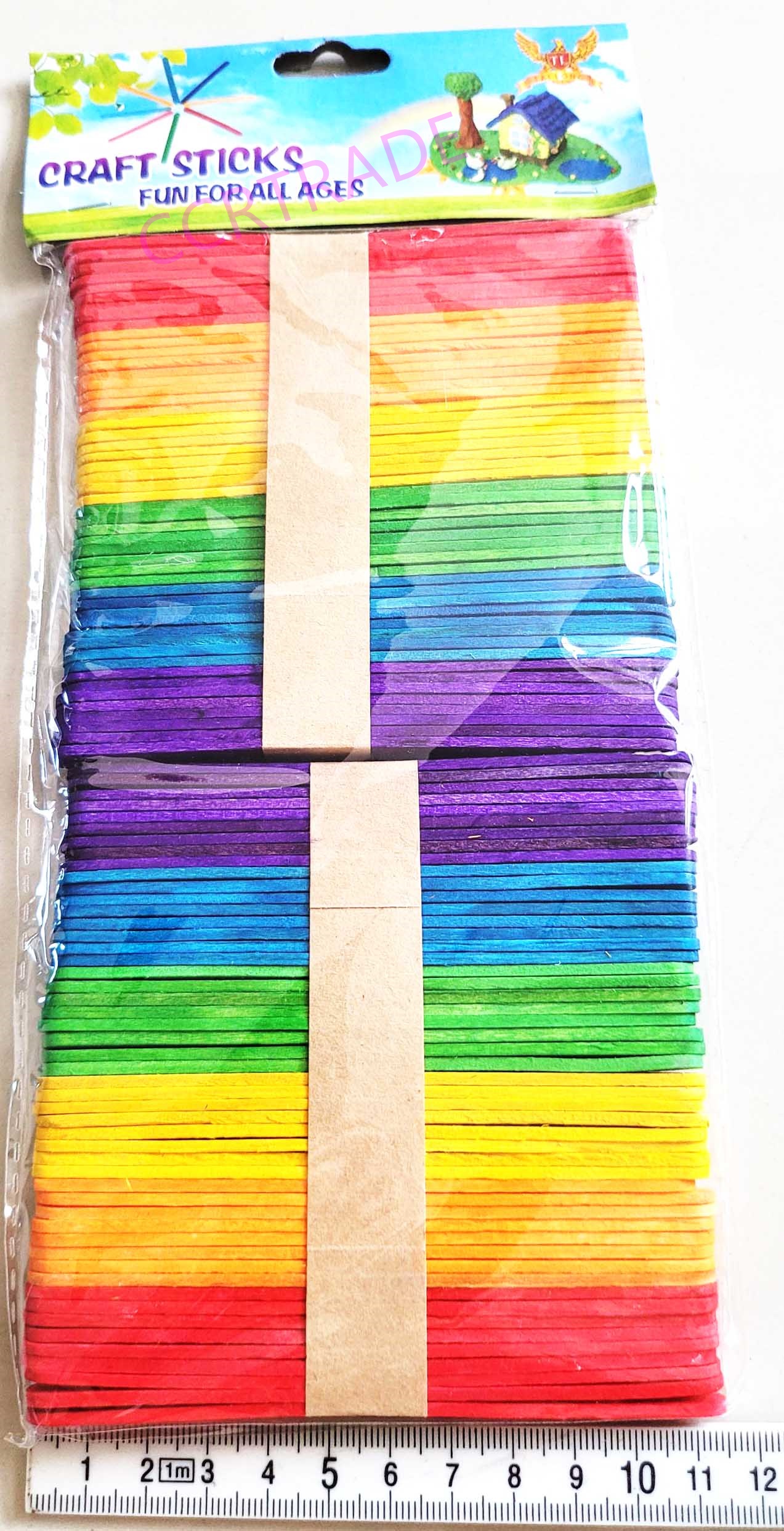 ไม้ไอติมสีสด 100 ชิ้น (10 มิล) ถุง 27.5 ซม.