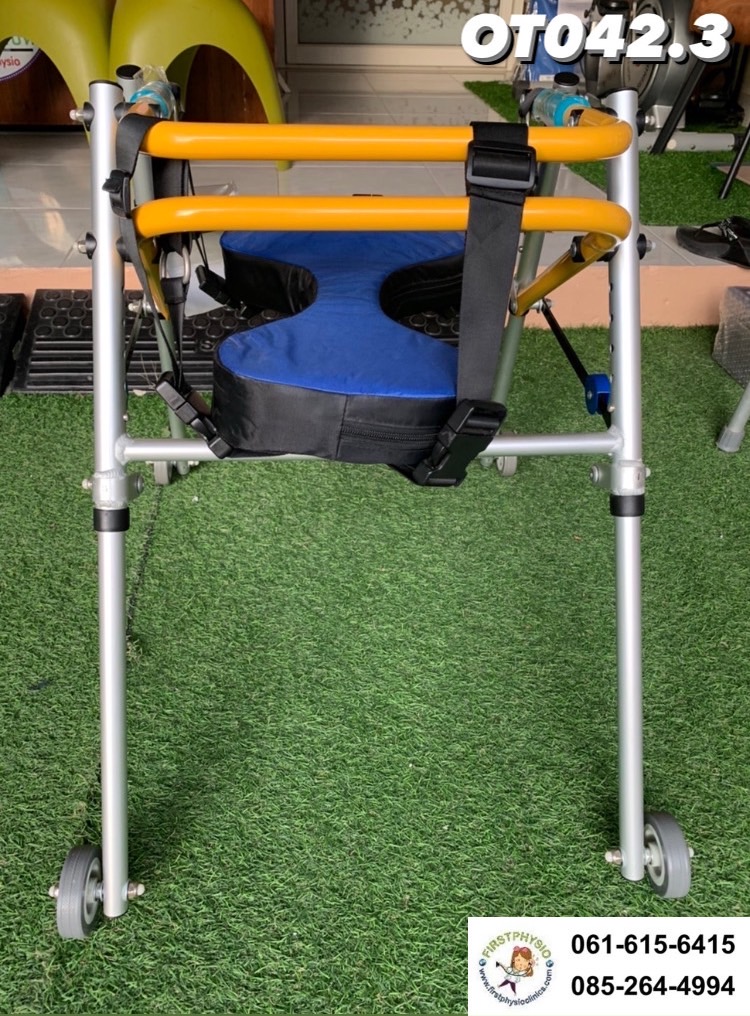Posterior Walker/เครื่องช่วยฝึกเดิน แบบมีล้อ ชนิดพับได้ OT042.3 มีเบาะ เหมาะสำหรับเด็กที่มีความสูง 90-100 เซนติเมตร