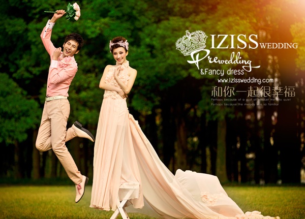 PW173 - Pre order ชุดคู่ถ่ายพรีเวดดิ้ง (prewedding dress) & ชุดแต่งงานแฟนซี (Fancy wedding dress)ชายหญิง "ธีมสีชมพู-โอโรส"
