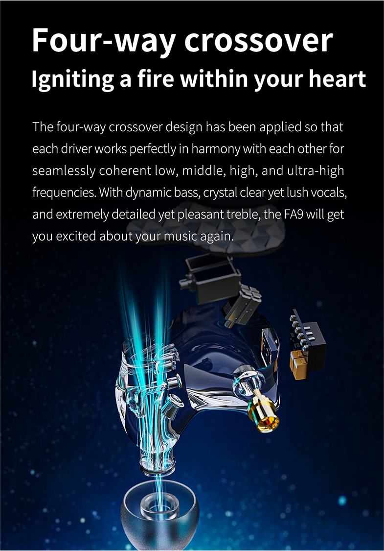 ขาย FiiO FA9 หูฟัง 6 ไดร์เวอร์ Knowles (6BA) 4-way Crossover ปรับแต่งเสียงได้ สาย monocrystalline ถัก8