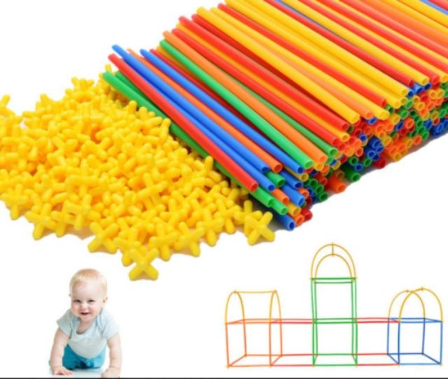 ตัวต่อหลอด แบบหนา ตัวต่อหลอด 4 มิติ 200 ชิ้นหลอด diy ส่งจากไทย❤️ของเล่นปลายเปิด สนุกมาก