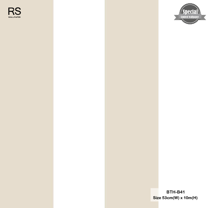 วอลเปเปอร์ลายทาง สีน้ำตาลครีมสลับสีขาว BTH-B41