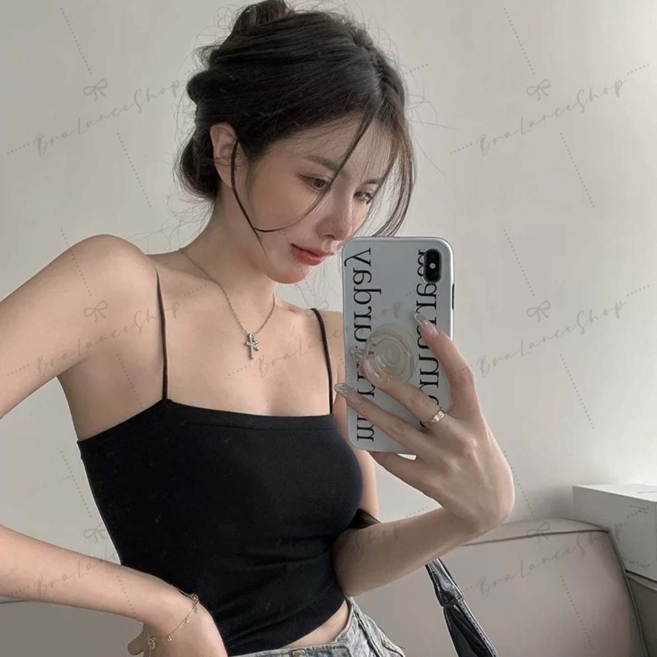 BLS✿1803 เสื้อสายเดี่ยวผ้าทอนิ่มยืด