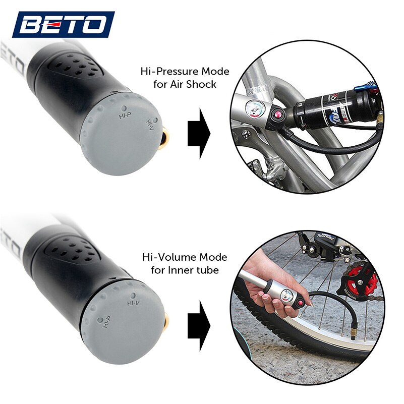 สูบโช๊คจักรยานพกพา BETO MP-036 Fork Tire Shock Bicycle Pump 300psi