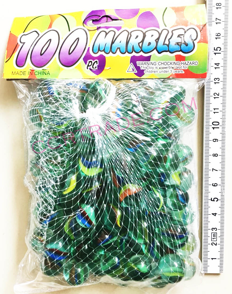 ลูกแก้ว 100 ลูก ถุงตาข่าย 18 ซม.