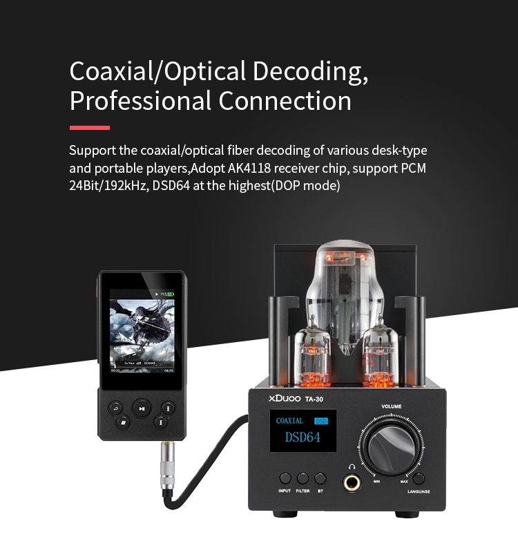 XDUOO TA-30 DAC/AMP หลอดแก้ว กำลังขับสูงสำหรับหูฟัง รองรับ Bluetooth 5.0 , PCM 32bit/768kHz