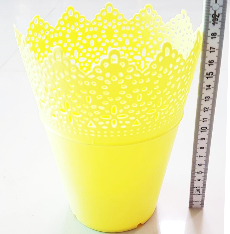 ตระกร้าใส่ของทรงสูง ลายกระถาง 19.5 ซม.