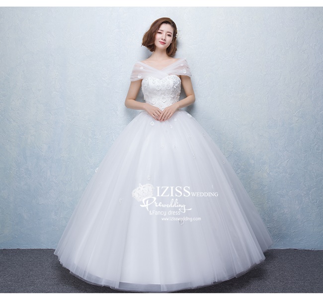 BR128 **พรีออเดอร์**ชุดแต่งงาน&ชุดเจ้าสาวแบบยาวสีขาวเกรดพรีเมี่ยม เปิดไหล่ มีแขน หรูหราน่ารัก สวยโดดเด่นไม่ซ้ำใคร