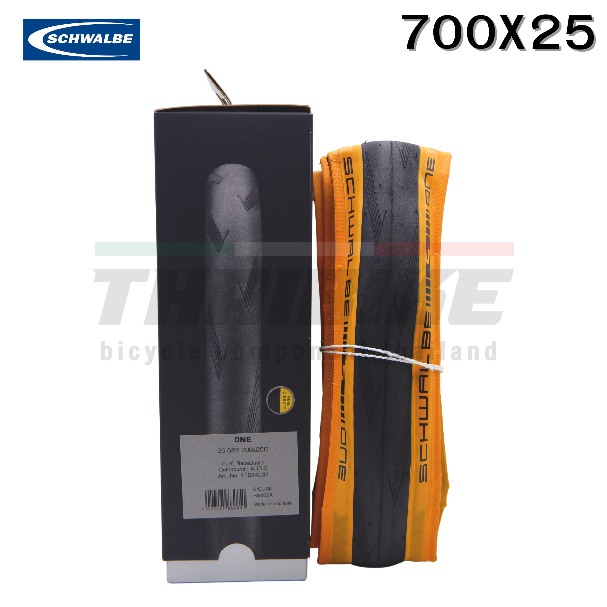 ยางนอกจักรยานเสือหมอบขอบพับ SCHWALBE ONE 700X25 ขอบแก้วสีคลาสสิค