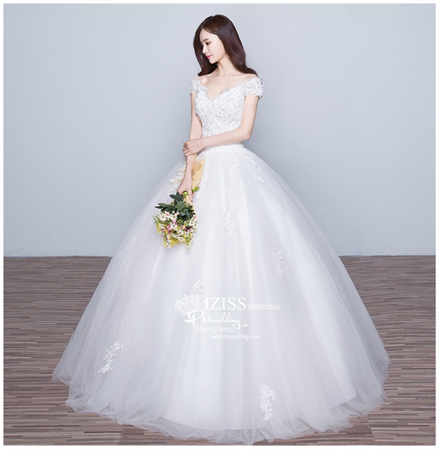 BR207 **พรีออเดอร์**ชุดแต่งงาน&ชุดเจ้าสาวแบบยาวสีขาวเกรดพรีเมี่ยม หรูหราน่ารัก สวยโดดเด่นไม่ซ้ำใคร