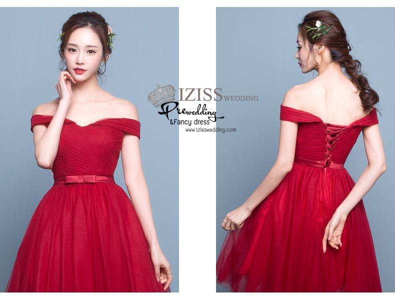 DS010 - **Pre order** ชุดราตรีหรู เดรสสั้นออกงาน (short dresses) ชุดไปงานแต่งงานสวยๆ ชุดยกน้ำชา "ธีมสีแดง"