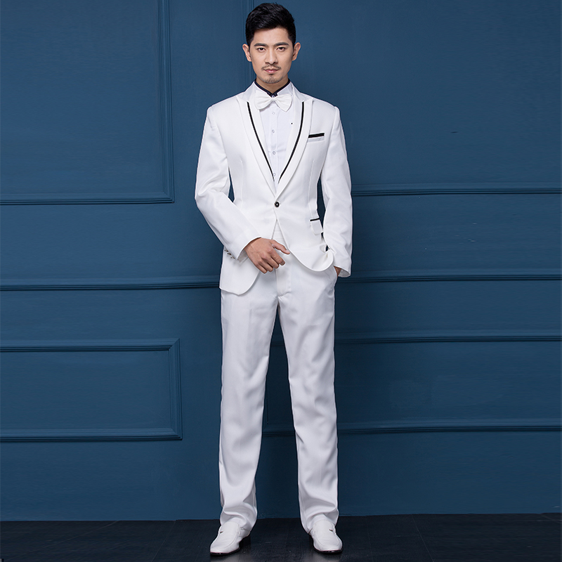 ST126- **พรีออเดอร์**สูทผู้ชายสีขาวสลับดำ สูทสีดำสลับขาว แขนยาว พร้อมกางเกง ชุดสูทเจ้าบ่าว สูทแฟนซี ถ่ายพรีเวดดิ้ง & ชุดแต่งงานแฟนซี (Fancy wedding dress) สูททักสิโด้ผู้ชายสีขาวและสีดำ