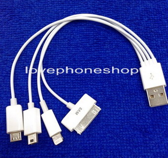 สายชาร์จ 5 in 1 สำหรับ iPhone4, iPhone5, และ Samsung Galaxy