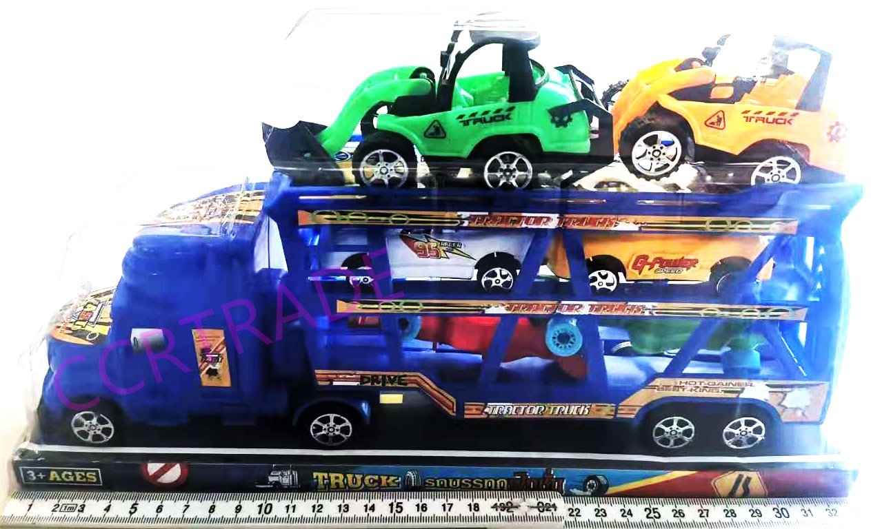 รถบรรทุกก่อสร้าง 3 ชั้นสีสด มีลานฝาครอบ 18x33.5 ซม.(1x3)