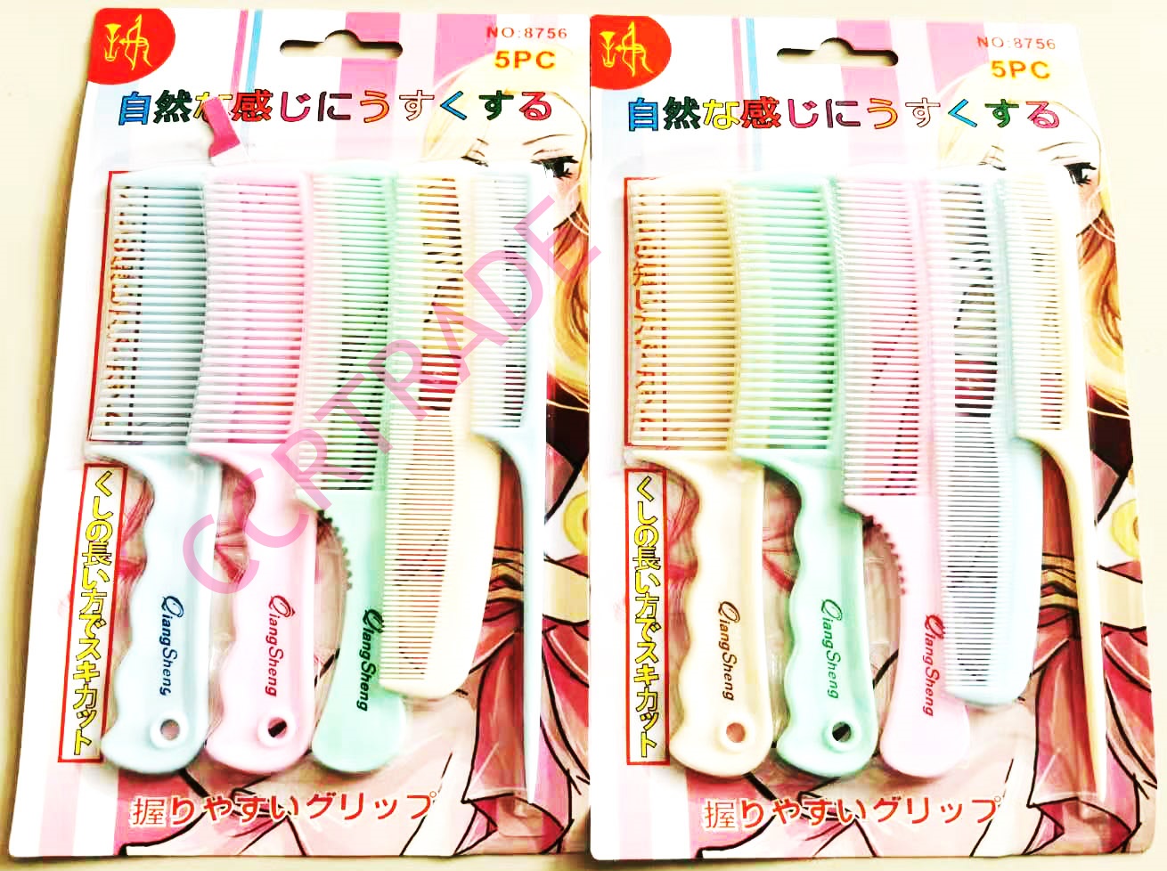 หวีอีโต้สีหวาน 5 ชิ้นแผงใหญ่ 30 ซม.