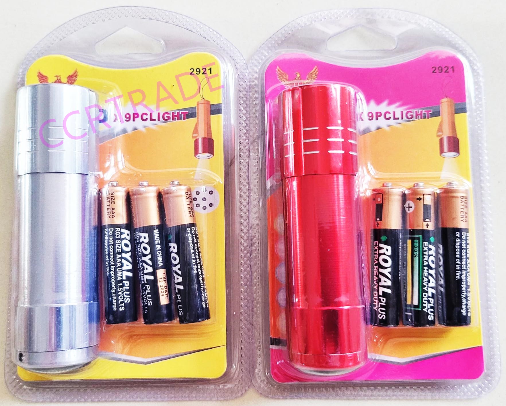 ไฟฉาย LED 9 หัว+ถ่านแผงครอบ 13 ซม.