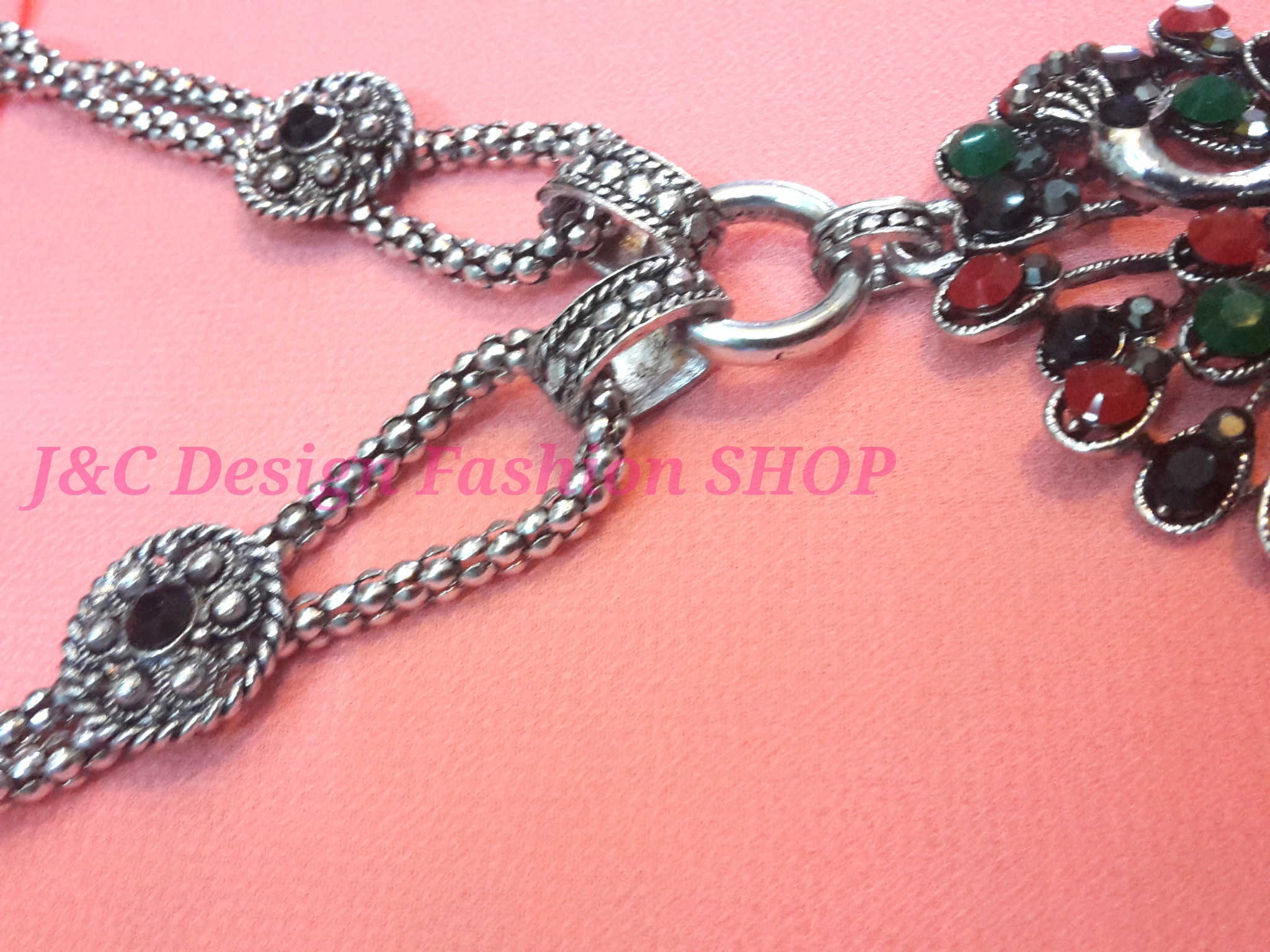 สร้อยคอใส่กับผ้าไทย สร้อยคอใส่กับผ้าซิ่น สร้อยคอการแสดงเงิน สร้อยคอโลหะสีเงินรมดำ