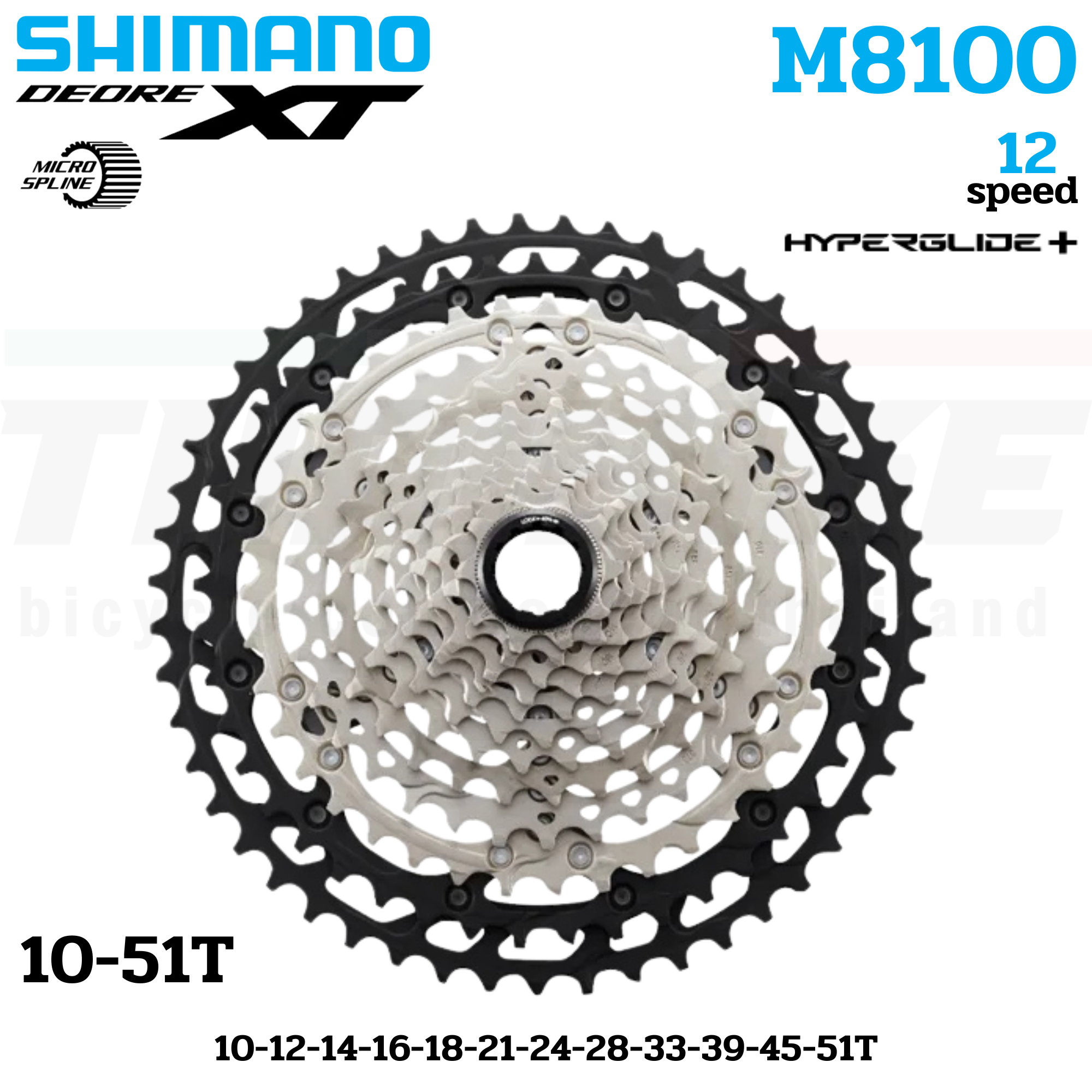 เฟืองจักรยานเสือภูเขา SHIMANO DEORE XT CS-M8100-12SPD MTB 10-45T, 10-51T Cassette Sprocket