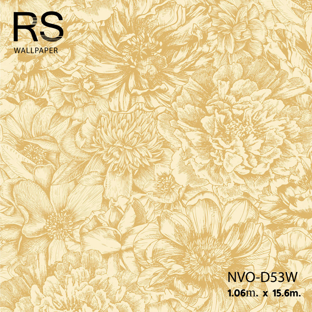 วอลเปเปอร์ ลายดอกไม้ใหญ่สีเหลืองน้ำตาล NVO-D53W