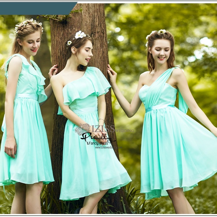 ฺBM0118 - พรีออเดอร์ ชุดเพื่อนเจ้าสาวราตรีสั้นสีเขียวมินท์ น่ารักมากๆค่ะ