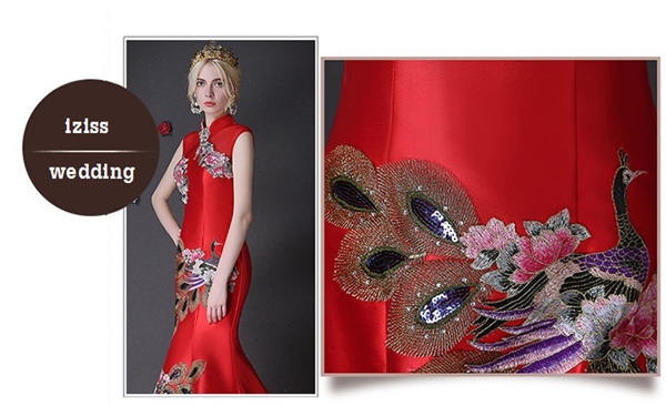 PW434- **พรีออเดอร์สีเขียวและสีแดง**ชุดกี่เพ้ายาว ชุดยกน้ำชา ชุดถ่ายพรีเวดดิ้ง (prewedding dress) & ชุดแต่งงานแฟนซี (Fancy wedding dress) "ธีมสีเขียว"