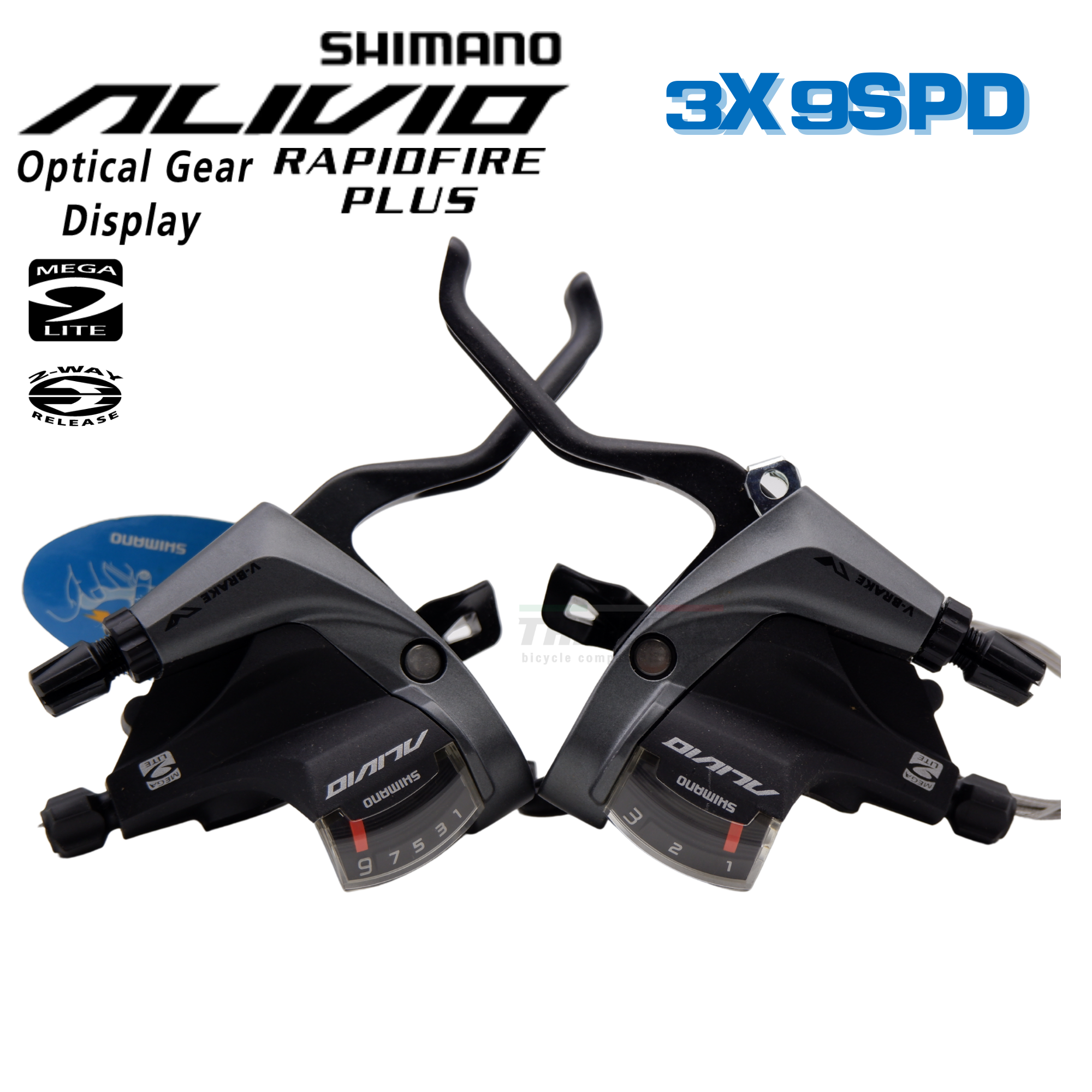 มือเกียร์จักรยาน SHIMANO ALIVIO, ST-M4000 รุ่นติดมือเบรค ซ้าย+ขวา 9-SPD พร้อมสายในเกียร์