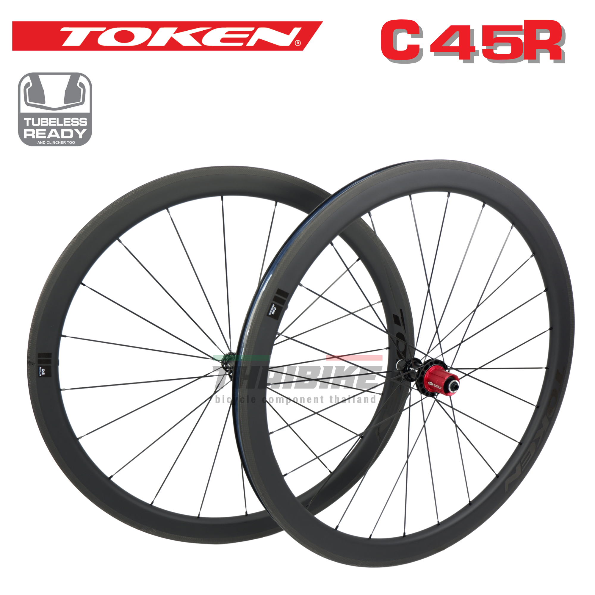 ล้อจักรยานเสือหมอบคาร์บอน TOKEN C45R/C45D แบบเซรามิค FULL CARBON