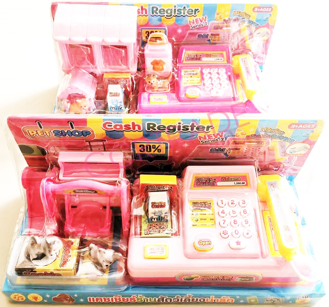 ชุดแคชเชียร์ร้านสัตว์เลี้ยง มีเสียง มีไฟฝาครอบ 12.5x30 ซม.(1x3)