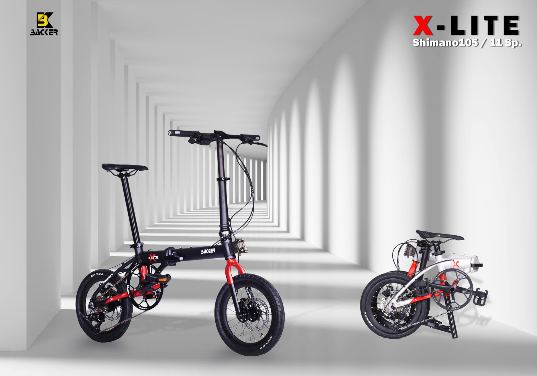 ล้อ 16 นิ้ว จักรยานพับได้ Backer รุ่น X-LITE เฟรม Top Aluminium ซ่อนสาย 11 สปีด