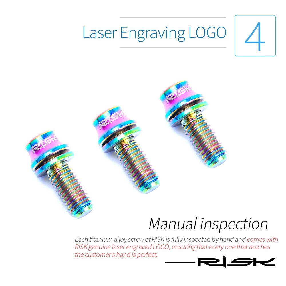 น็อตไทเทเนียมยึดขาขวดน้ำจักรยาน RISK TC4 M5X12mm 2 ชิ้น แบบมีแหวนรอง