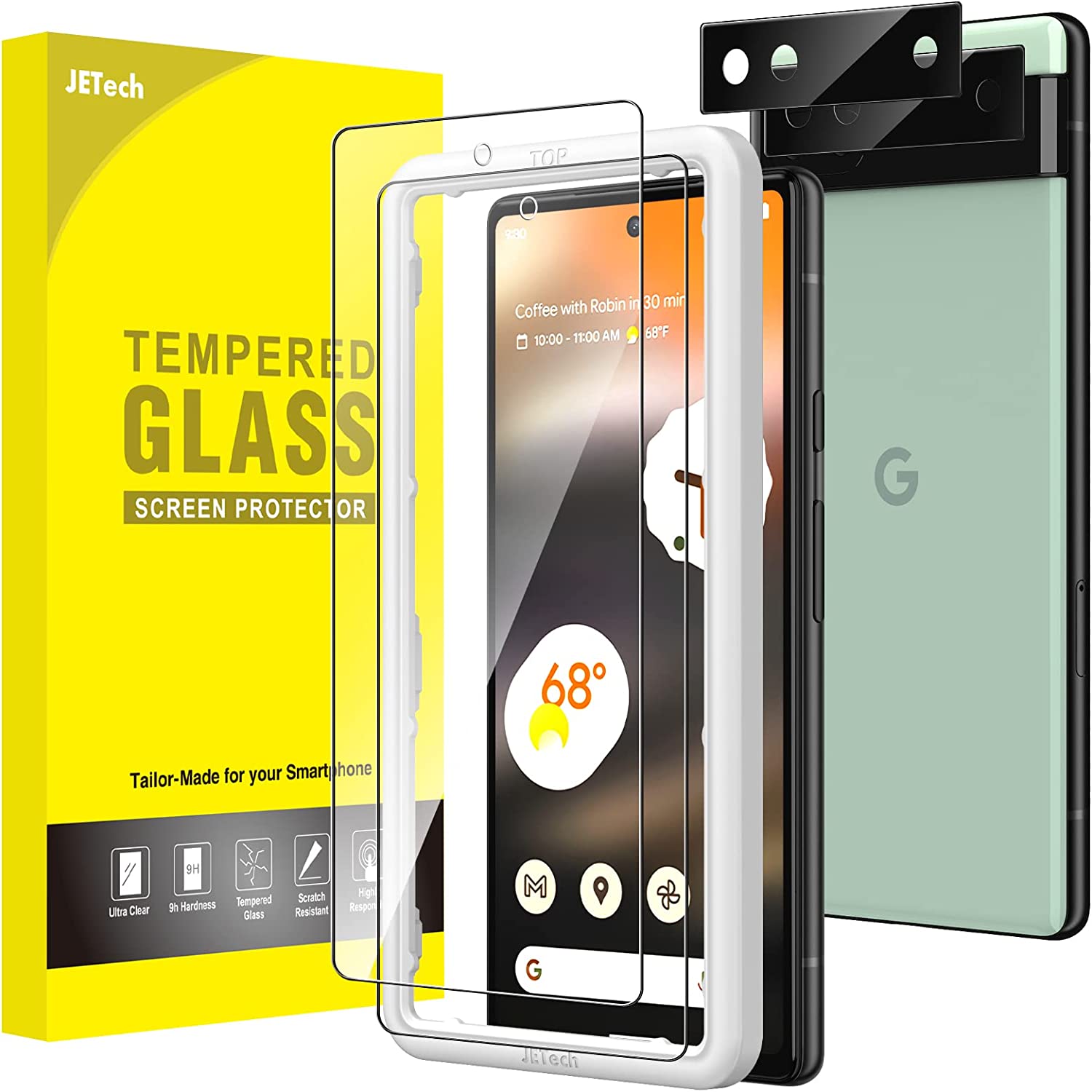JETech Screen Protector for Google Pixel 6a 2-Pack Each