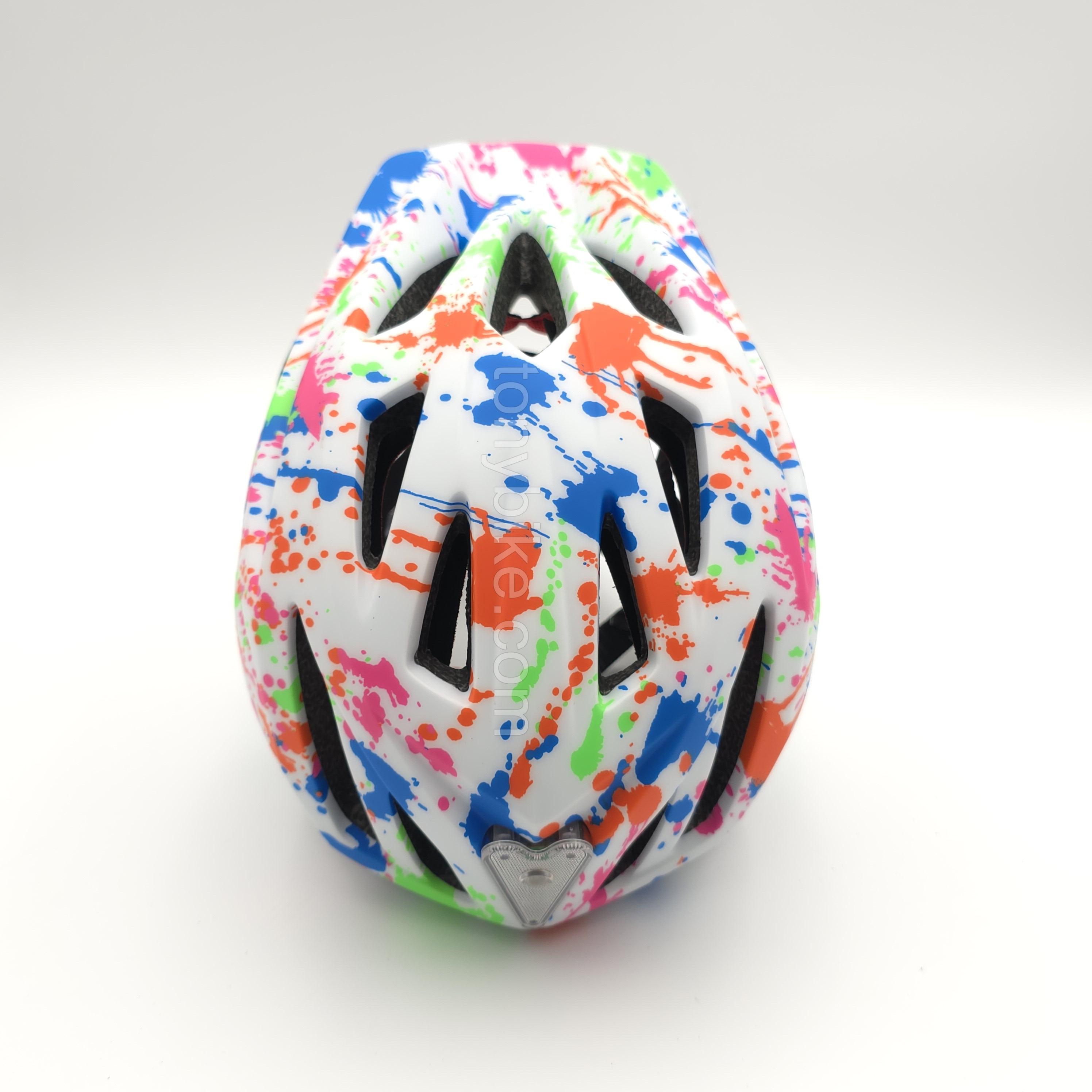 หมวกจักรยานเด็ก เต็มใบ สีขาว ลายเพ้นท์สี 46-53 ซม.