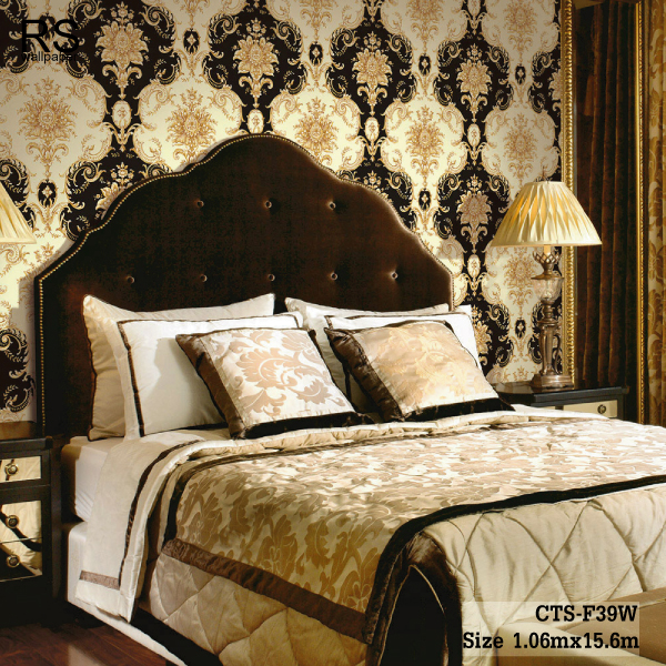 วอลเปเปอร์ ลายหลุยส์คลาสสิค สีทองพื้นสีดำ CTS-F39W